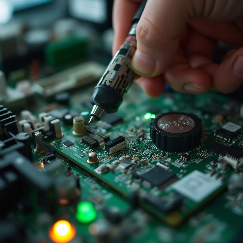 Técnico reparando parte interna